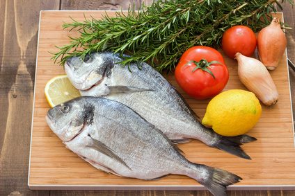 Fresh sea fish before cooking.